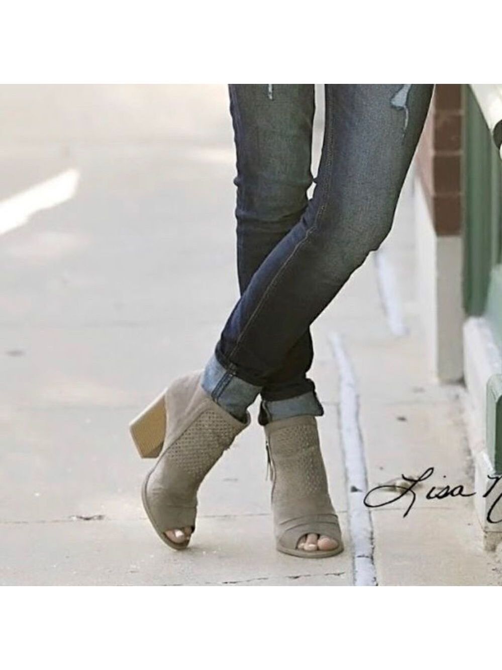Coconuts by Matisse Lasercut Open Toe Suede Leather Ankle Booties
